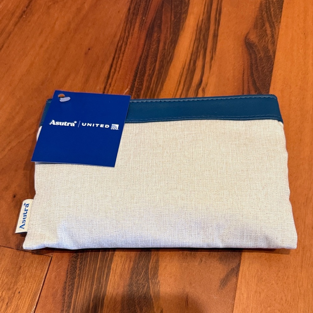 Cream and Teal Pouch